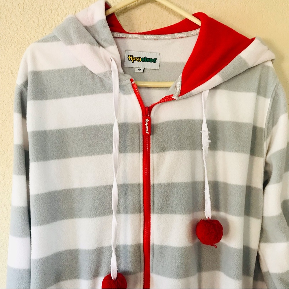 Gray and white onesie Tipsy Elves
